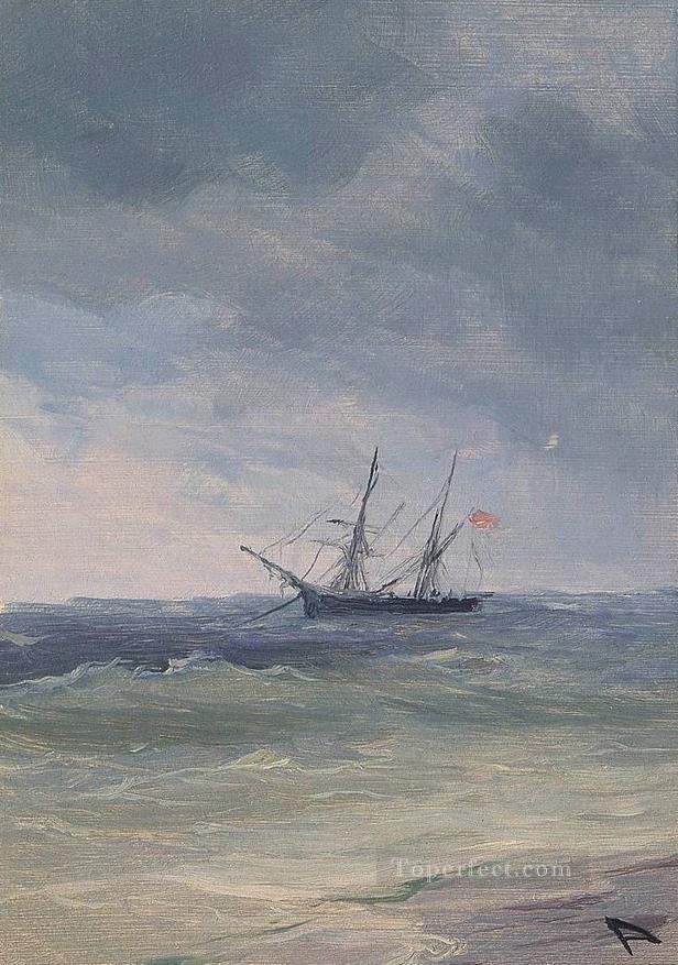 Velero Ivan Aivazovsky en agua verde Paisaje marino Pintura al óleo